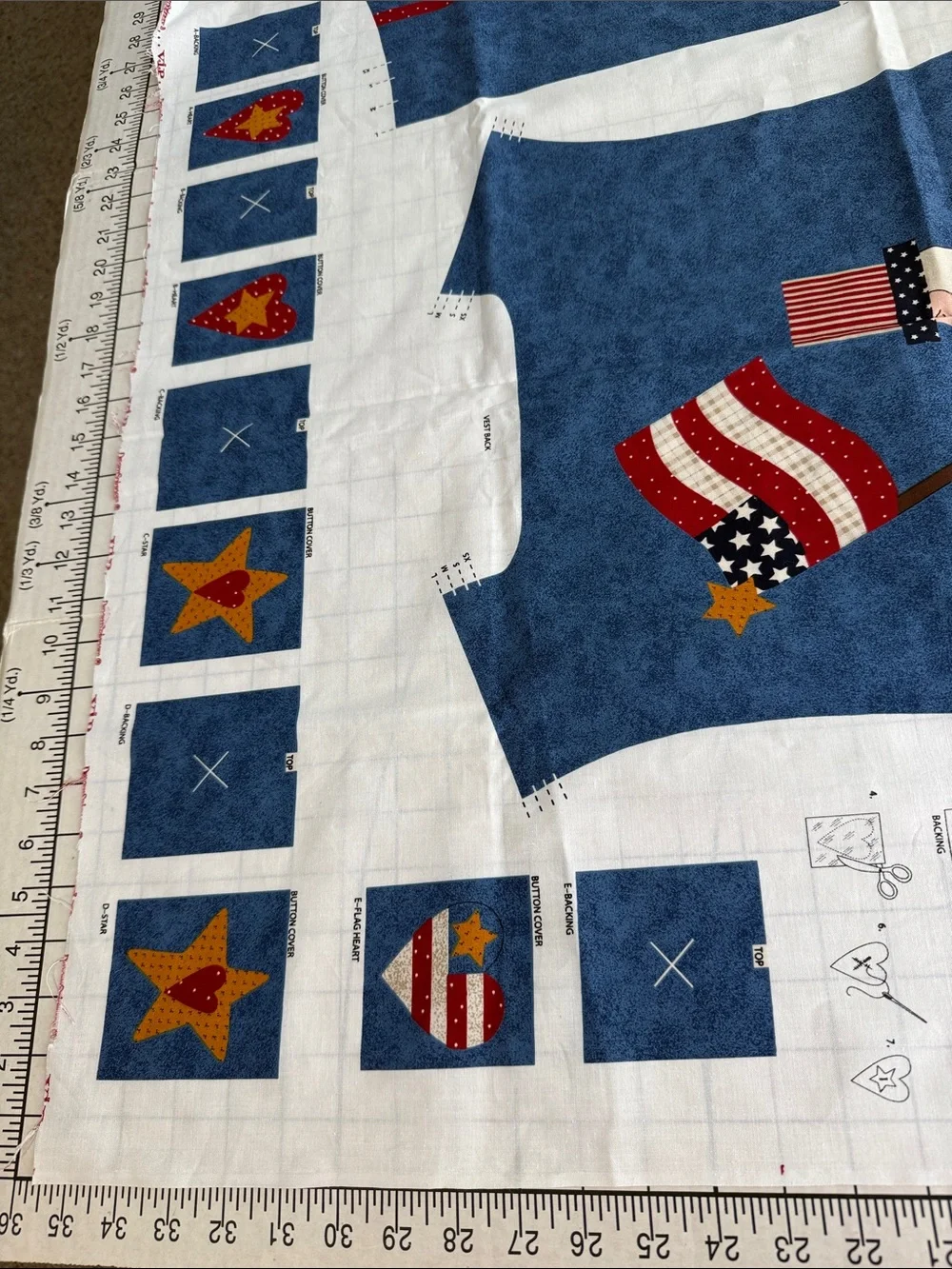 Vintage DreamSpinners Americana Vest Fabric Panel Uncut Patriotic Sewing Project